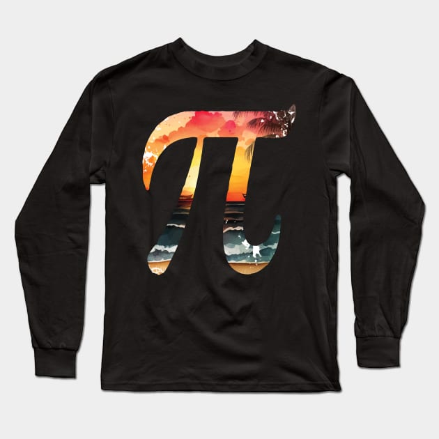 pi day sunset beach vintage Long Sleeve T-Shirt by YuriArt